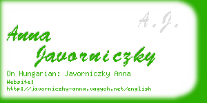 anna javorniczky business card